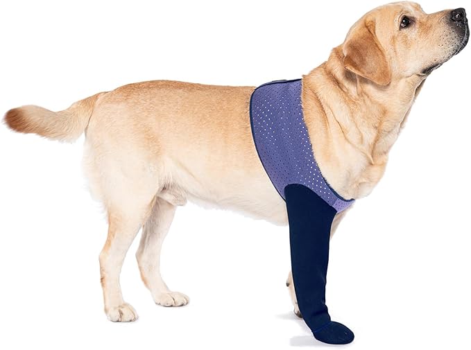 COODEO Dog Socks to Prevent Licking Paws, Healing Boots & Paw Protectors with Non-Slip Bottoms for Wound Protection, Waterproof Sleeve Shoes for Licking（Purple，M_Left