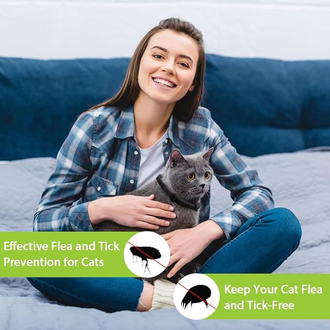 4 Pack Flea and Tick Collar for Cats, Natural Plant Oil Formula Cat Flea Collar Provides 32-Month Protection for Flea Tick Prevention, Waterproof & Adjustable Cat Flea Treatment for Most Cats