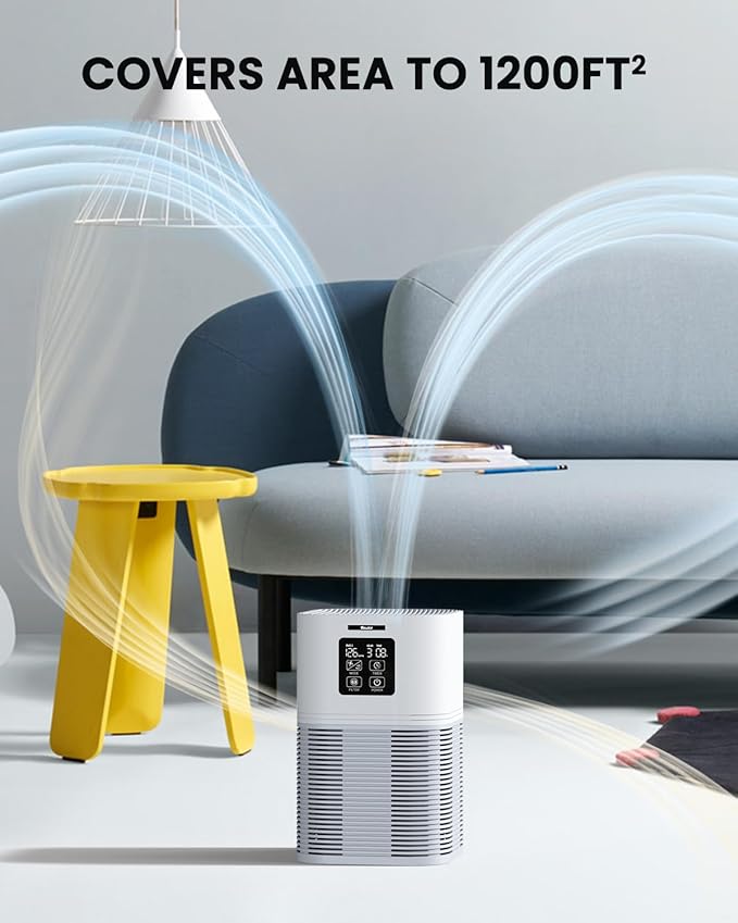 VEWIOR Air Purifiers for Home, Air Purifiers for Large Room up to 1200 Sq.ft, H13 True Air Filter with Fragrance Sponge 6 Timers Quiet Air Cleaner for Pet Dander Wildfire