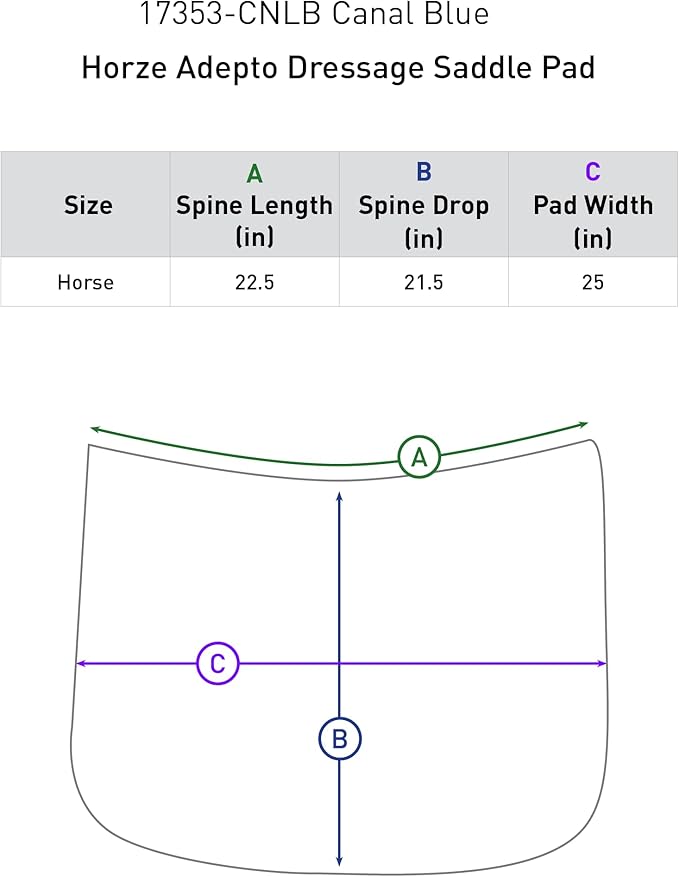 HORZE Adepto Quilted Quick-Dry Dressage Saddle Pad for Horses with Two-Tone Trim