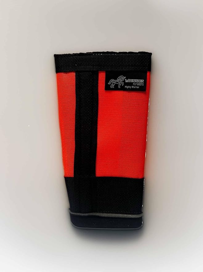 Warrior Fly Boots for Donkeys, Ponys, or Yearlings - Breathable Mesh Horse Boots for Fly Protection & Leg Comfort - Set of 4 (Mighty Warrior, Neon Orange)
