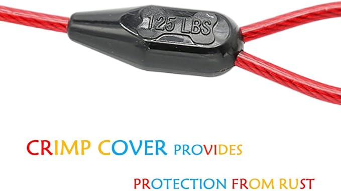 Petest 30ft Tie-Out Cable with Crimp Cover for Heavy Dogs Up to 125 Pounds Black & Red