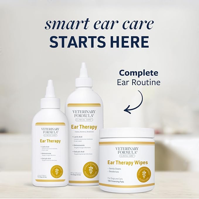 Veterinary Formula Clinical Care Ear Therapy Wipes, 100ct – Cat and Dog Ear Cleaner – Help Relieve Itchy Ears Quickly & Effectively Remove Dirt, Debris, and Foul Odor