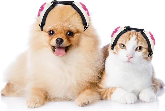 Calming Earmuffs for Cats and Small Dogs - for Anxiety Relief - Noise Canceling for Fireworks, Thunderstorms, Pet Grooming & Force Drying - Dog Ear Muffs Noise Protection (White, Medium)