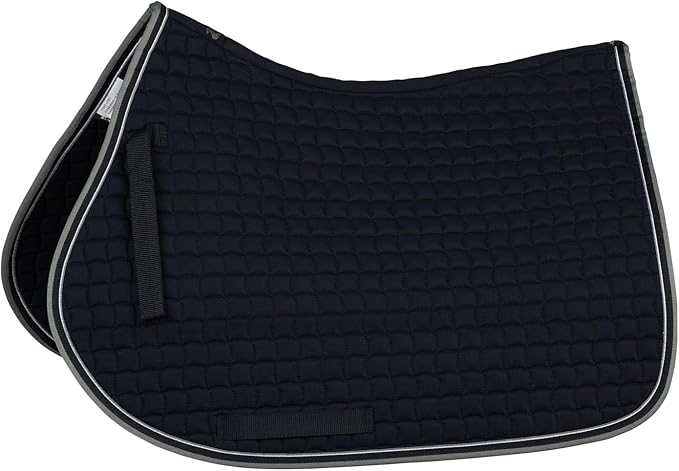HORZE Adepto Padded All Purpose Quilted Equestrian Saddle Pad for Horses with Two-Tone Trim