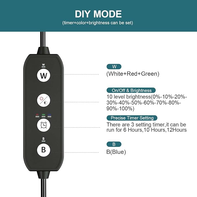 Led Aquarium Light with Timer, Submersible Aquarium Plant Light, Fish Tank Light with Auto On/Off, 3 Lighting Modes, Adjustable Brightness (26.8 in for 28-52inch Planted Tank), 14W