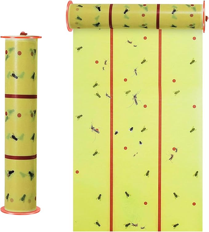 Qualirey Giant Sticky Fly Traps,30 Feet Fly Strips for Indoor Outdoor Hanging Flying Tapes Non Toxic Ribbon Fruit Gnat Killer for Mosquito Plants House Horse Stable (Yellow,1 Pcs)
