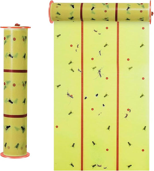Qualirey Giant Sticky Fly Traps,30 Feet Fly Strips for Indoor Outdoor Hanging Flying Tapes Non Toxic Ribbon Fruit Gnat Killer for Mosquito Plants House Horse Stable (Yellow,1 Pcs)