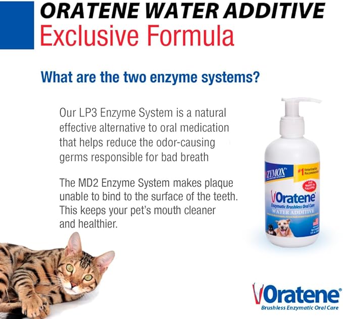 Pet King Brands ZYMOX Oratene Enzymatic Brushless Oral Care Water Additive, 8oz