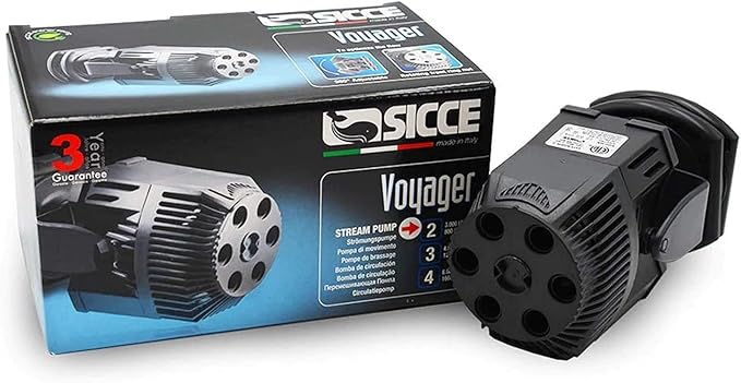 SICCE Voyager 2 Wave Maker Flow Pump 800 GPH | 360°Adjustable Quiet Submersible Magnetic Powerhead for Saltwater & Freshwater Tanks, Quiet Aquarium Water Circulation Pump 15 to 90 Gallons