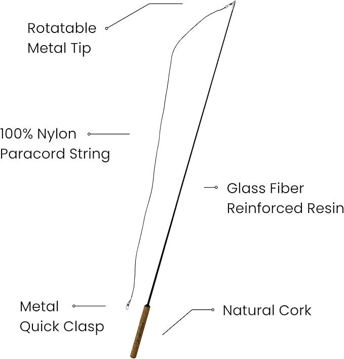 Forever Stick 2 Pack - The Unbreakable Cat Toy Wand, Extra Long Durable Interactive Cat Toy for Indoor Cats, Feather Kitten Toys for Bored Indoor Adult Cats, Bird Teaser Cat Accessories