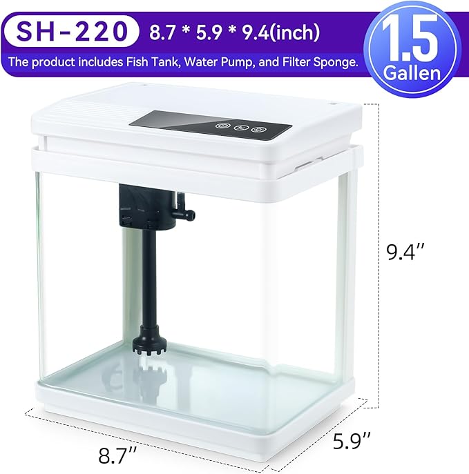 Beginner Betta Fish Tank Aquarium kit Intelligent Timed Shutdown, Seven LED Lights, Adjustable Brightness, High-Transparency Glass, Efficient Filtration