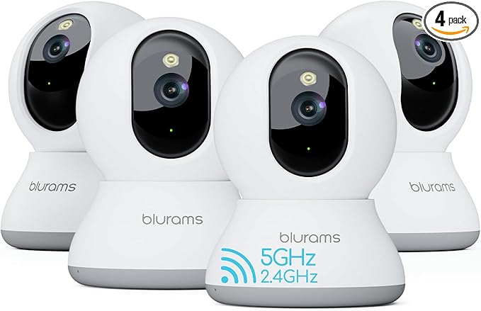 blurams Cameras for Home Security, 2K Pet Camera with Phone App, 5GHz/2.4GHz Dual-Band, 360° PTZ Indoor Cameras, 2-Way Talk, Motion Tracking, Color/IR Night Vision, Cloud&SD, Works with Alexa (4Pack)