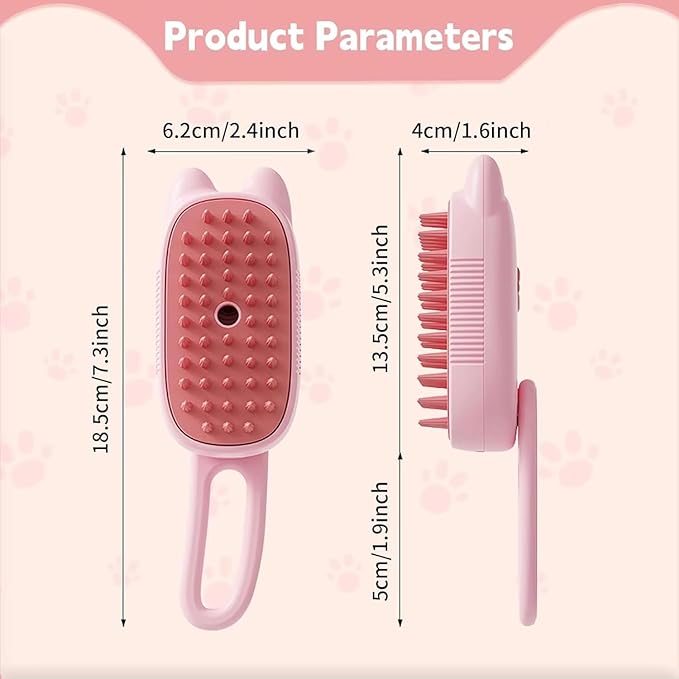 4 in 1 Cat Steam Brush Rechargeable pet spray comb Steam Brush for Cats and Dogs, Massage, Cleaning, Shedding & Combing Multifunctional Hair Removal Anti Static Grooming Tool for home (Pink)