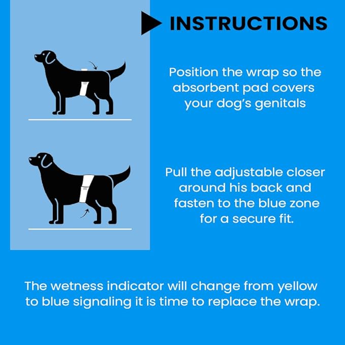 BV Dog Wraps Male Small (Waist 12-19in) Super Absorbent - 400 Count Disposable - Doggie Diapers with Wetness Indicator - Adjustable Male Dog Wraps - Ideal for Incontinence/Training