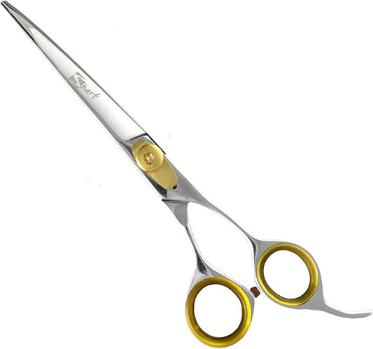 Sharf Gold Touch Pet Grooming Shear, 8.5 Inc Grooming Shear, 8.5 Inch Dog Grooming Curved Scissors for Dogs, 440 Japanese Steel Curved Shears