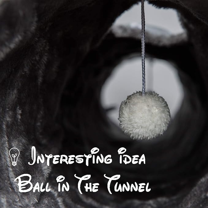 LUCKITTY Geometric 3 Way Cat Tunnel with Plush Inside,Cats Toys Collapsible Tunnel Tube with Balls, for Rabbits, Kittens, Ferrets,Puppy and Dogs