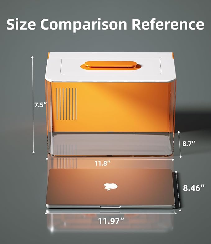 Small Fish Tank Aquarium Kit with Heater, Self Cleaning Hidden Filtration, Light, Lid, Adjustable Water Flow Pump, 2.5 Gallon, Acrylic