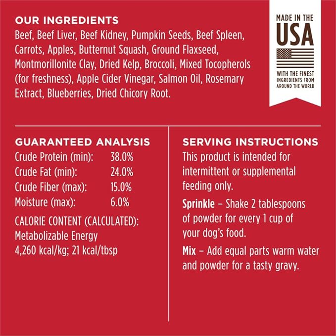 Instinct Raw Boost Shakers, Freeze-Dried Dog Food Powder Topper - Beef, 5.5 oz. Bottle