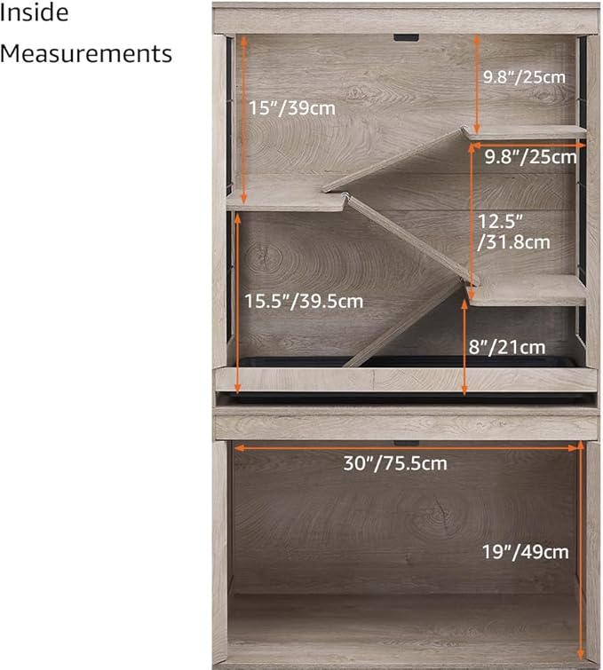 unipaws Ferret Cage with Storage, Large Vertical Hamster Cage, Iguana, Rabbits, Chinchillas, Pet Rats, Guinea Pigs - Multi-Level Small Animal Cage with Ramps, Platforms, and Wheels