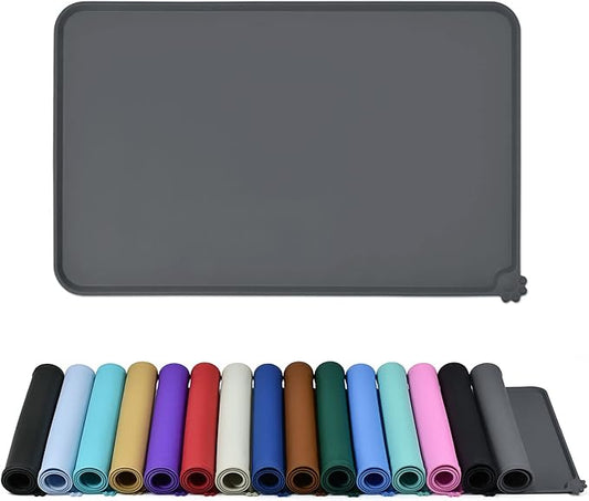 Waterproof Pet Feeding Mat with High Raised Edges, Heavier and Thicker Placemats for Cat Dog Water Bowl with BPA Free, Dogs Cats Food Mats for Messy Drinkers to Prevent Spill and Protect Floors