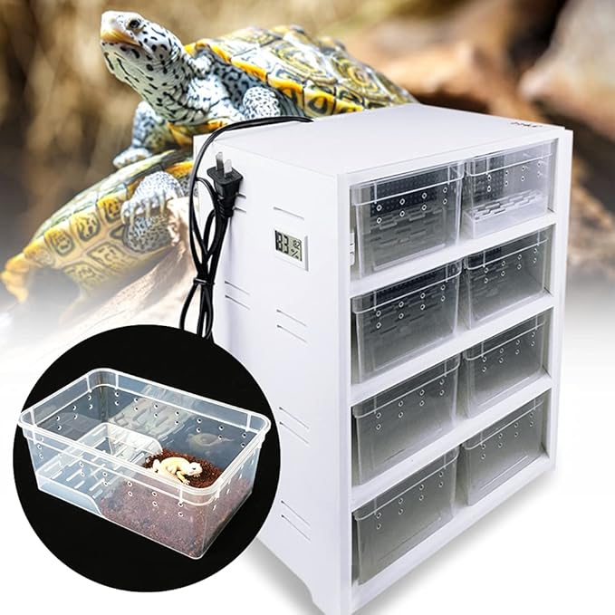 8-Grid Acrylic Pet Breeding Box,Large Reptile Enclosure with Hygrometer&Heating Pad,Lizard Spider Snake Tortoise Cage Pet Snake Terrarium Tank Multipurpose Multipurpose Feeding Box,White.