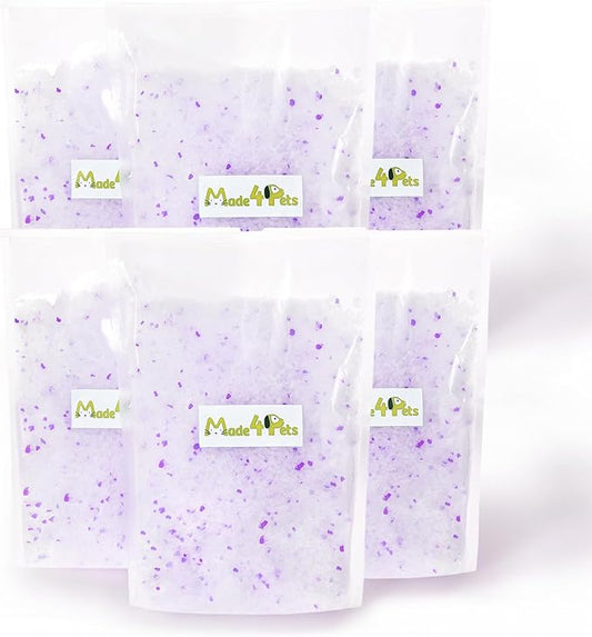 Made4Pets Cat Litter Crystals Kitty Litter Odor Control Crystal Litter Non Clumping No scooping Low Dust, Low Tracking, Lightweight, Dehydrates Waste,Lavender– 19.8 lbs (6 x 3.3 lb Packs)