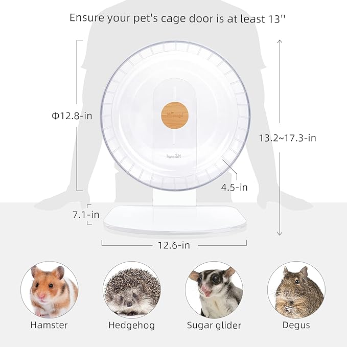 Niteangel Super-Silent Hamster Exercise Wheels - Quiet Spinner Hamster Running Wheels with Adjustable Stand for Dwarf Syrian Hamsters Gerbils Mice Or Other Small Animals
