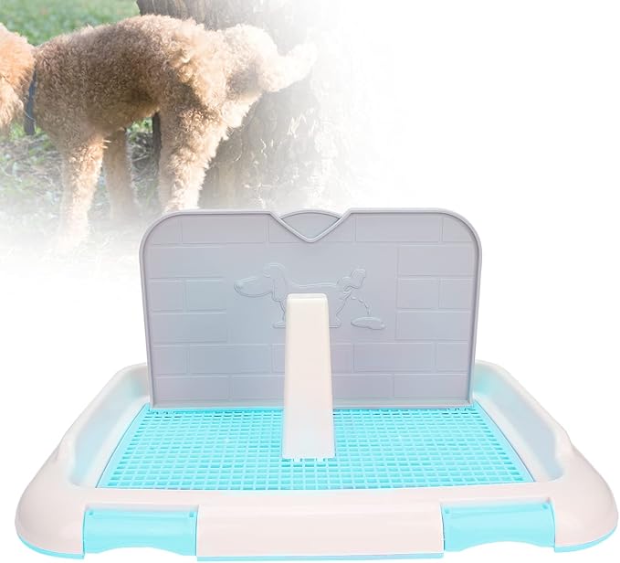 Indoor Dog Potty Tray, Miniature Poodle Dog Pad Holder Tray, Puppy Training Anti Slide Plastic Potty Tray Dog Toilet, Dog Litter Box for Small and Medium Dogs (Blue)