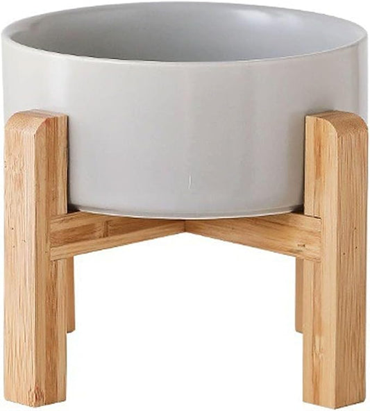 Petygooing 28 OZ Grey Elevated/Raised Ceramic Dog Bowl for Small and Medium Breeds, Dog Food Water Dish with Stand,Pet Feeding Bowl with Anti Slip Rubber for Cats Small and Medium Dogs (3.6 Cups)