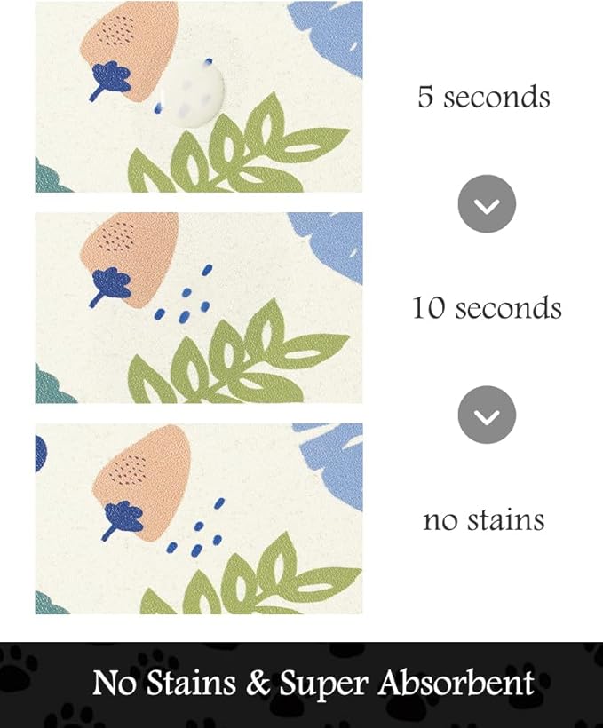 Pet Feeding Mat-Absorbent Dog Mat for Food and Water Bowl-No Stains Quick Dry Water Dispenser Mat-Dog Accessories Pet Supplies-Bowl for Messy Drinkers（LIGHTFLOWERS,16"x24"