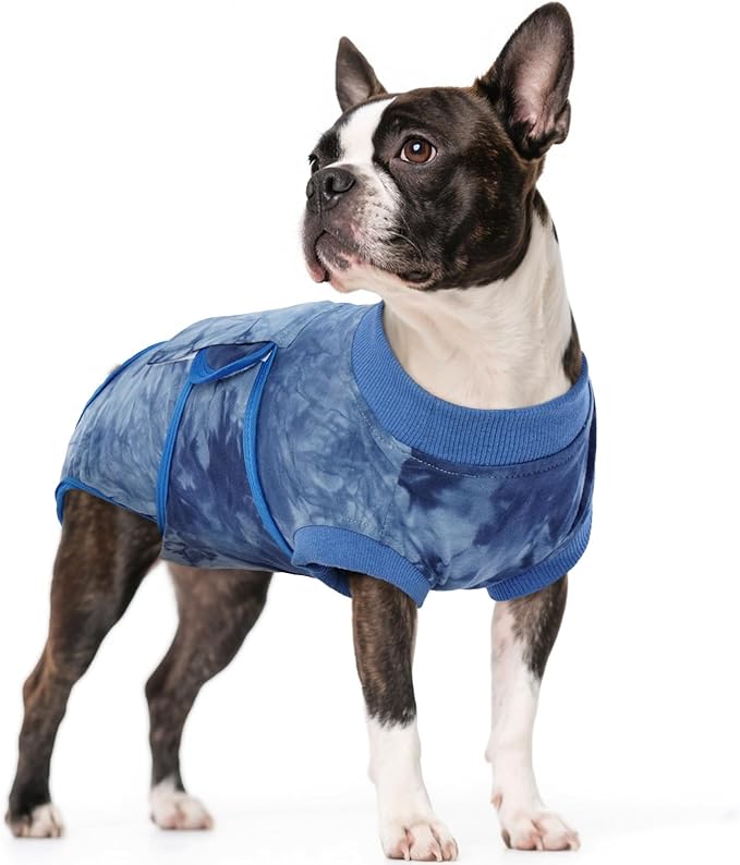 Kuoser Dog Surgery Recovery Suit, Anti Licking Pet Surgical Suit for Dogs Male Neuter, Female Dog Surgery Suit for Spay Subsititute E-Collar Cone, Dogs Body Suits After Surgery Blue Tie Dye M