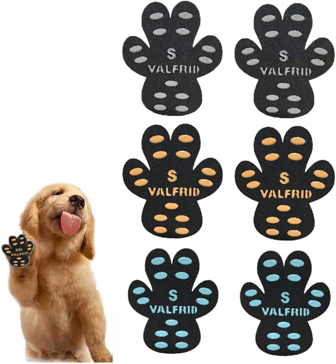 Dog Paw Pads Anti-Slip Paw Protector,15 Sets-60 Pads Keeps Dogs from Slipping On Hardwood Floors,Traction Control Non-Skid Stronger Adhesive for Senior Dogs and Weak Paws Multicolor S