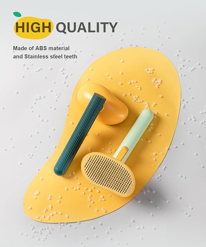 Self-Cleaning Dog & Cat Slicker Brush, Skin Friendly Deshedding Grooming Tool for Long or Short Haired Dogs Cats Rabbits, Dog Shedding Brush with Release Button - Mango