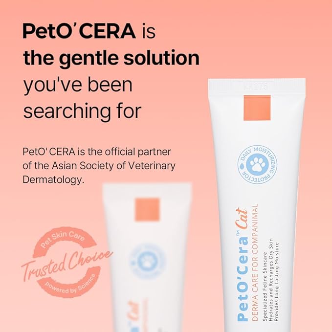 PetO'CERA Cat Cream - Hair Loss & Itch Relief for Hot Spots, Rashes, Allergies & Dry Skin - Soothing Moisturizer for Paws, Face & Body - pH Balanced & Lick-Safe Formula for Cats, 1.35 oz/40ml