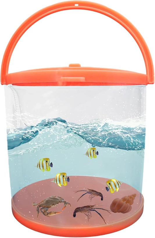 Foldable Small Aquarium, Portable Fish Tank, Fish Transport Container, Plasitc Fish Bowl, Beginner Tank, Great Concept for Catching and Release Critters, Beach, Pool and Lake