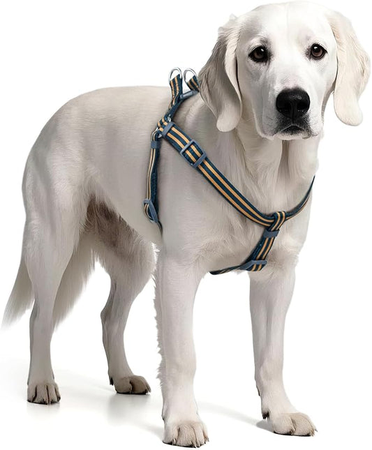 Stripe Step in Dog Harness for Small Dogs, Freedom Nylon Dog Halter Vests, Lightweight and Escape Proof Puppy Harness, Quick Fits for Small Medium and Large Dogs, Blue XS