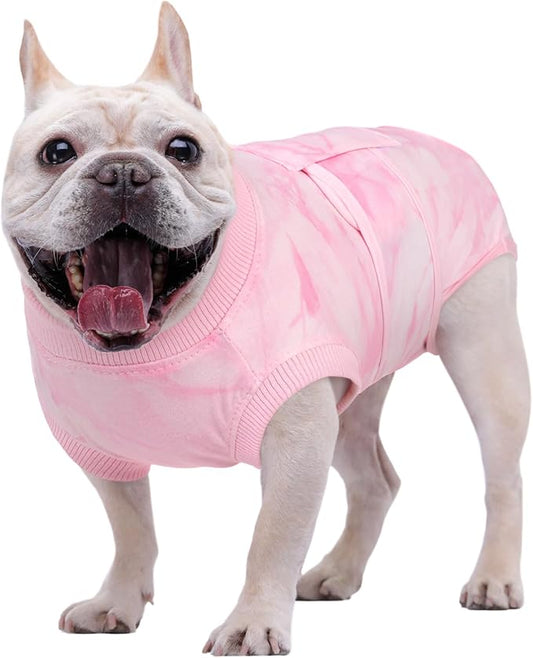 Kuoser Dog Surgery Recovery Suit, Anti Licking Pet Surgical Suit for Dogs Male Neuter, Female Dog Surgery Suit for Spay Subsititute E-Collar Cone, Dogs Body Suits After Surgery Pink Tie Dye XS