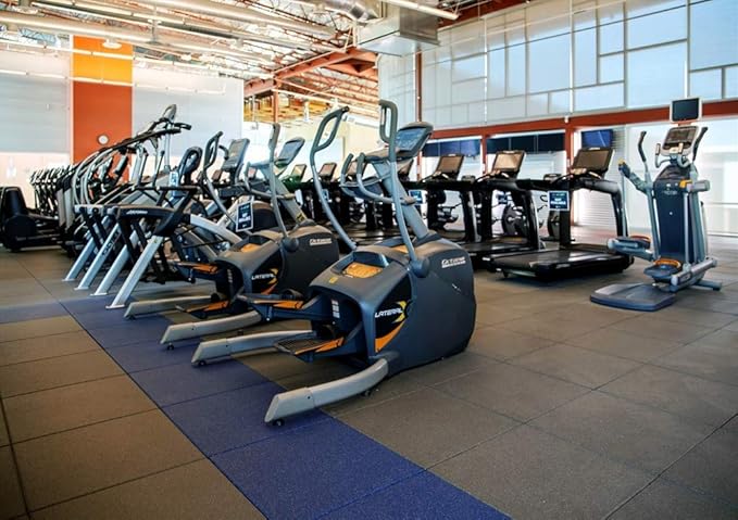 American Floor Mats - Extreme Rubber Gym Tiles - 1 Inch Thick Colorful Rubber Gym Mats - Superior Shock and Sound Absorbing Mats - 35% Gold/Grey/White 4 Mat Pack (Covers 16 Sq Ft)