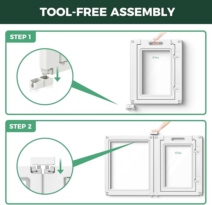 FXW AuraSpace Acrylic Indoor Unleashed Dog Playpen for Small and Medium Dogs, 30 Inch, 8 Panels, White