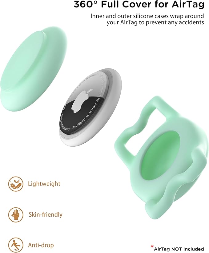 Dog Collar with Waterproof AirTag Holder & Anti-Lost QR Code, Cute Bling Warpping Adjustable Width for Small Medium Large Pet (Light Blue, S)