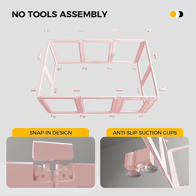 Clear Acrylic Plastic Dog Playpen - Clear Dog Play Pen - Easy Assemble Acrylic Dog Playpen - Puppy Playpen, Cat Playpen, Small Animal Playpen, Dog Play Pen Indoors (Pink-23.6" H, 10PCS)
