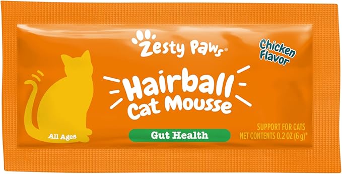 Zesty Paws Hairball Cat Mousse - Hairball Treats for Cats Digestive Support - Lickable Cat Vitamin Treats for Skin & Gut Health - Squeezeable Puree Tube for Furball Relief - Chicken 14ct