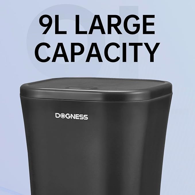 DOGNESS 9L Dog Feeders for Large Dogs, Automatic Dog Feeder with Timer Extra Large, Programmable Auto Pet Food Dispenser Feeder, Portion Control, Voice Recording, Battery and Plug-in Power (Black)
