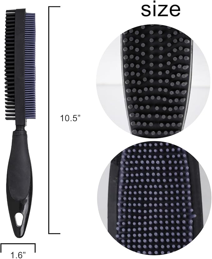 Rubber Pet Hair Removal Brush, Dogs Cats Hair Lint Remover Tool Massage Bath Comb Brush for Cleaning and Grooming (Black)