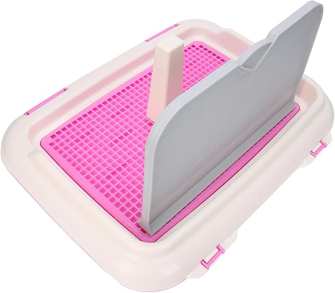 Puppy Dog Potty Tray, Puppy Training Toilet Tray Pet Training Pad Holder, Cat Potty Fence Dog Scheduled Urination Potty Tray, Dog Litter Box for Small and Medium Dogs, Bunny, Cats (Pink)