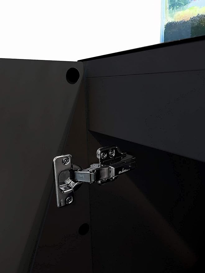 LANDEN Aquarium Wooden Stand and Cabinet for up to 30 Gal Tank, Fish Reptile Sea Salt WaterTank Stand, Nano Foam Leveling Mat Included, W23.6xD17.7xH31.5 in, Wooden Matte Black Painted(Stand Only)