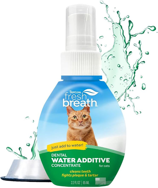 TropiClean Fresh Breath Drops for Cats Travel Size | Cat Mouthwash | Water Additive For Cats | Kitten Bad Breath Water Additive | Made in the USA | 2.2 oz.  