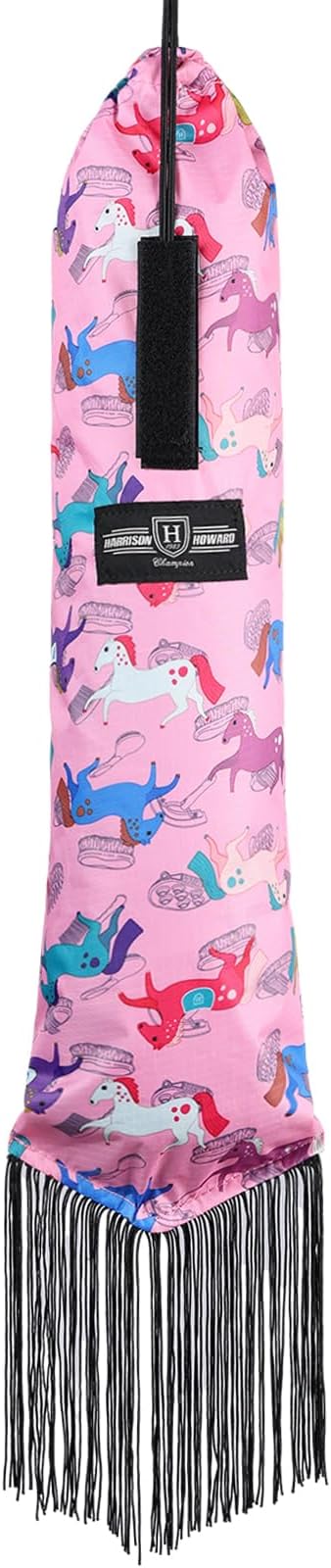 Harrison Howard Smooth Lightweight Adjustable Fastener Nylon Horse Tail Bag with Fringe