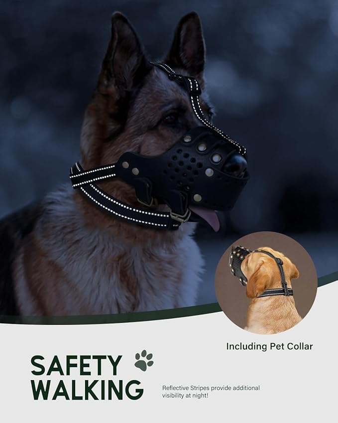 Dog Muzzle, Leather Basket Soft Muzzles Medium Large Breeds, Pitbull Dog Muzzle Amstaff Staffordshire Terrier, German Shepherd Dalmatian Doberman Adjustable (M)